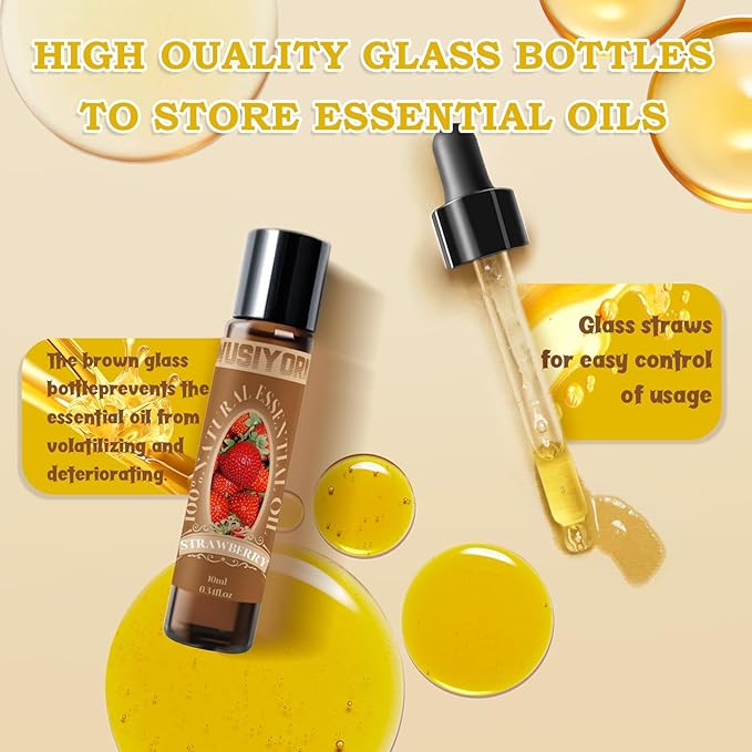 Strawberry Essential Oil 10ML - 100% Pure and Natural Therapeutic Grade Oils for Aromatherapy Diffuser - 0.34 Fl Oz/Strawberry