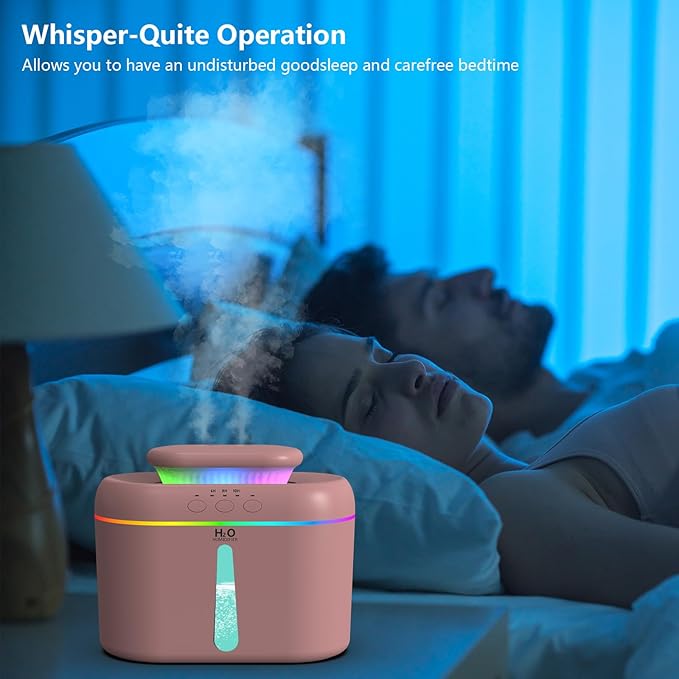 2L humidifiers for bedroom Room Home Ultra-Quiet 28 dB Quiet Supersized Cool Mist Air Humidifier for Baby Nursery,Dual Nozzie,Easy to Clean & Fill, 7 Color NightLight (Light Pink)