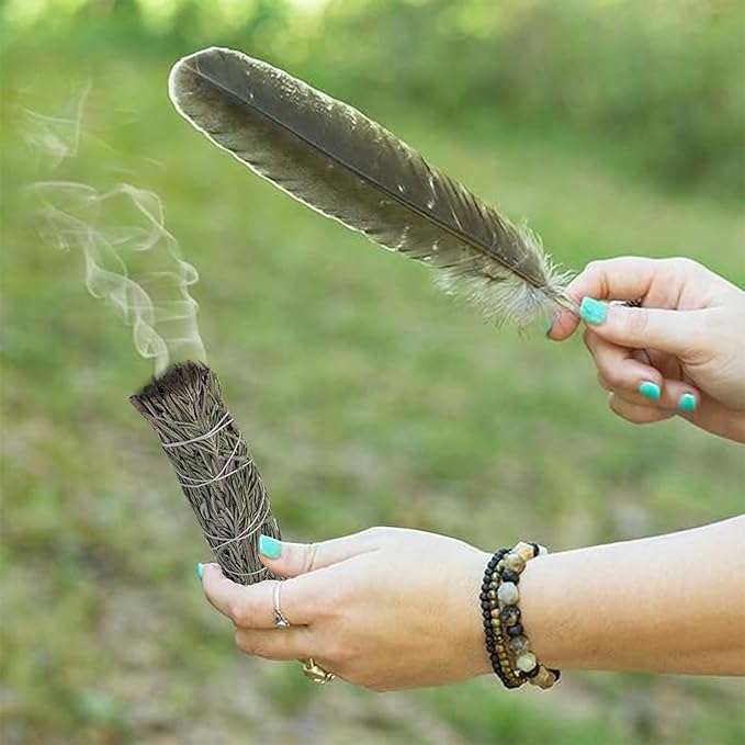 Ancient VEDA Organic Smudge Kit –Rosemary, Palo Santo, Sweetgrass Braid, Feather & Smudge Guide | Home Cleansing Kit for Meditation, Yoga, Energy Healing & Gift (Starter Kit, Rosemary Sage)