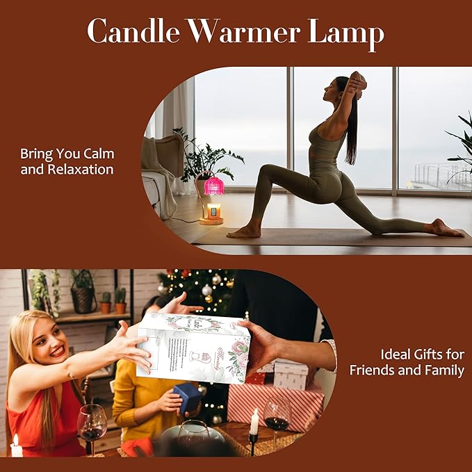 Vintage Flower Candle Warmer Lamp with Timer & Dimmer - Lotus Candle Lamp Warmer - Fits All Jar Scented Candles,Unique Gifts for Mom