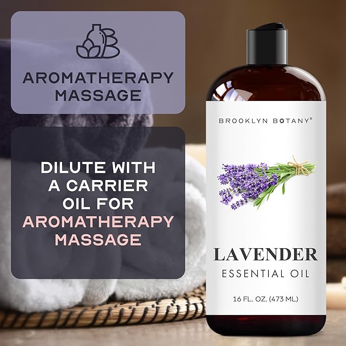 Brooklyn Botany Lavender Essential Oil - Huge 16 Fl Oz - for Candle Making, Soap Making, Diffusers, and Aromatherapy