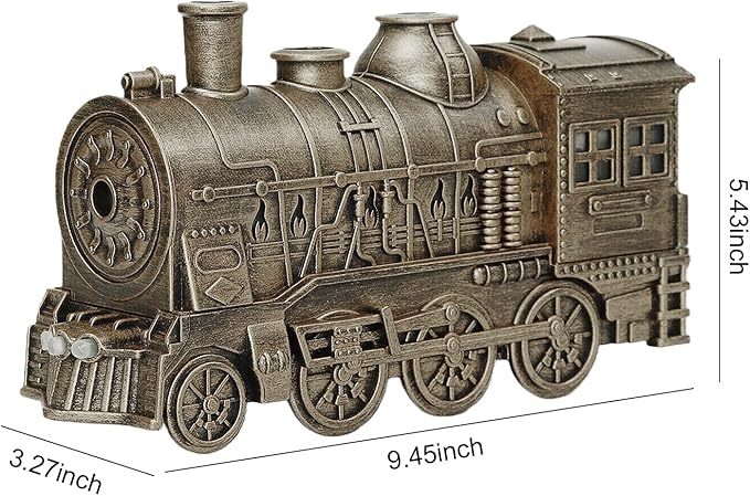 Train Diffuser, 300ml Vintage Steam Train Essential Oil Diffuser, 2 Color LED Dual Mist Modes Christmas Train Air Diffuser Aromatherapy Humidifier with Remote Control, 2/8 Hours Auto Shut-Off