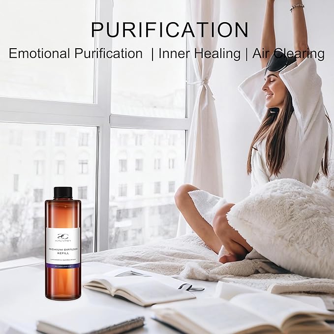 Diffuser Oil Luxury Essential Oils for Diffuser Refill & Air Freshener,Long-Lasting Natural Home Fragrance and Hotel Scent for Diffusers - 8.45 Fl.oz(250ml), Lavender & Sandalwood