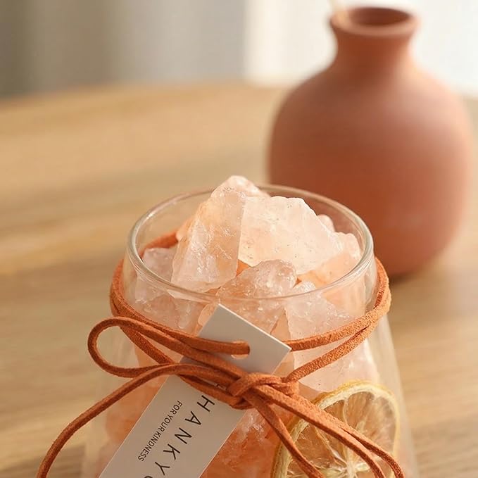 Himalayan Salt Stone Diffuser DIY Kit, Natural Crystal Aromatherapy with Essential Oil, Salt and Stone Gift Set for Home Decor, Eco-Friendly Air Freshener for Bedroom Office Wellness(Orange)