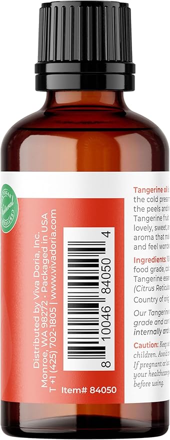 Viva Doria Tangerine Essential Oil, 100% Pure, Natural Essential Oil, Undiluted, for Aromatherapy | Food Grade, 30 mL (1 Fluid Ounce)