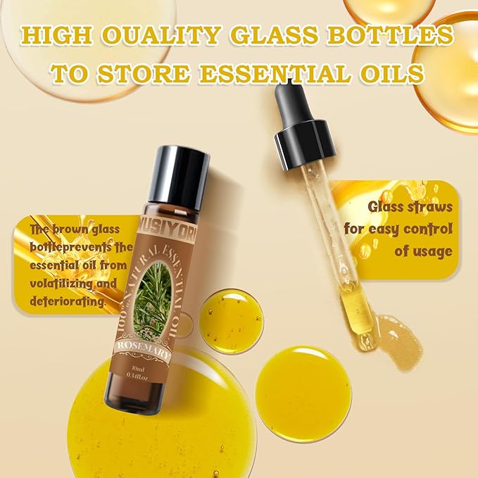 Rosemary Essential Oil 10ML - 100% Pure and Natural Therapeutic Grade Oils for Aromatherapy Diffuser - 0.34 Fl Oz/Rosemary