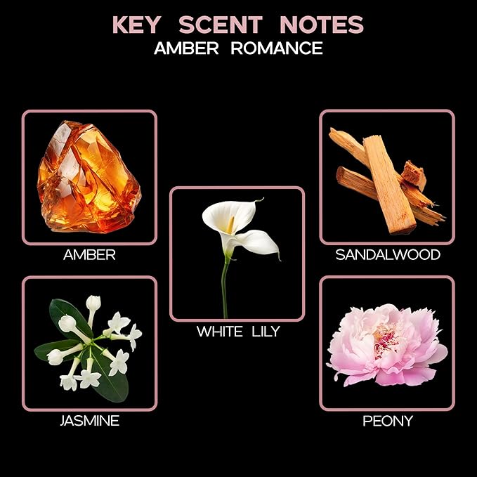 LOVSPA Amber Romance Diffuser Oil - Luxury Essential Oils for Diffuser Refill & Air Freshener Room Spray - Long-Lasting & Natural Home Fragrance, Scented Oil for Diffusers, USA Made, 4oz