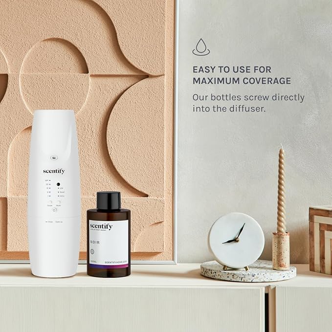 Scentify Noir Aroma Oil Refill Scent for Oil Diffusers – Bergamot, Lemon, Fig, Rose & Amber – Luxurious Relaxing Aromatherapy Diffuser Fragrance 100ml, 3.38 oz – New Version