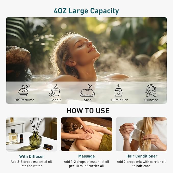 Vanilla Essential Oil 4OZ Natural Vanilla Oil Aroma Essential Oil for Diffuser, Humidifier, Skin, Soap & Candle Making Scent, DIY Perfume 118ML