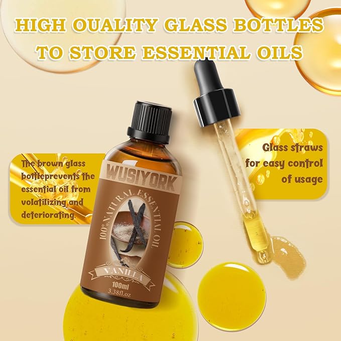 Vanilla Essential Oil 100ML - 100% Pure and Natural Therapeutic Grade Oils for Aromatherapy Diffuser - 3.4 Fl Oz/Vanilla