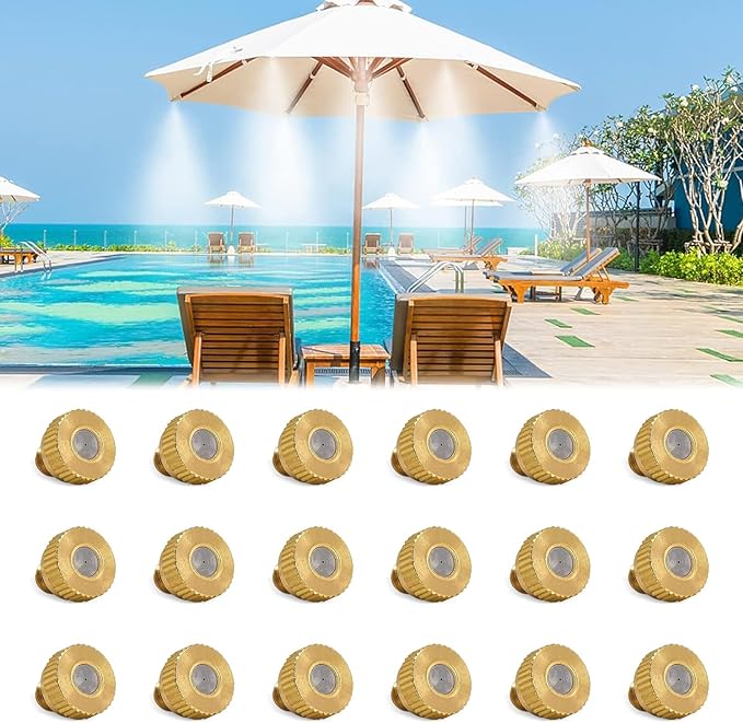 POCKET PANDA 18Pcs Brass Mister Nozzles for Outside Patio Misting, Nozzle for Misters Outdoor Cooling System, Mist Replacement Head. Garden Hose Parts Accessories. 0.016" Orifice (0.4 MM) 10/24 Unc