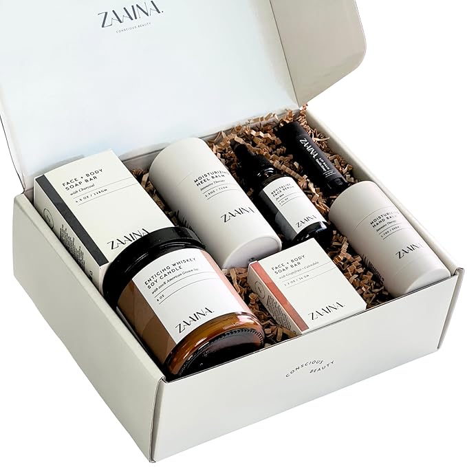 ZAAINA Men’s Self Care Package - Relaxation Spa Gift Set, Luxury Natural Handmade Grooming Kit for Husband Dad Friend, Father's Day Gifts for Men, Birthday Gifts for Him