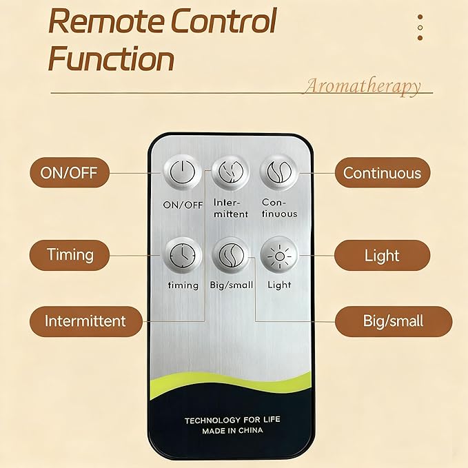 500ml Aroma Diffiser, Remote and Auto Shut-Off Essential Oil Diffuser for Bedroom, Yoga, Office and Home (Dark Brown)