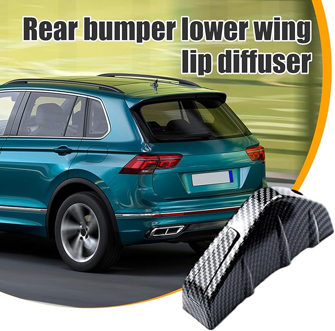 Augeny 4PCS Car Rear Lower Bumper Wing Lip Diffuser, Anti-Crash Auto Shark Fin Spoiler Protector with Mounting Screws, Universal Rear Bumper Lip Diffuser Kit for Car SUV Truck (Carbon Fiber)