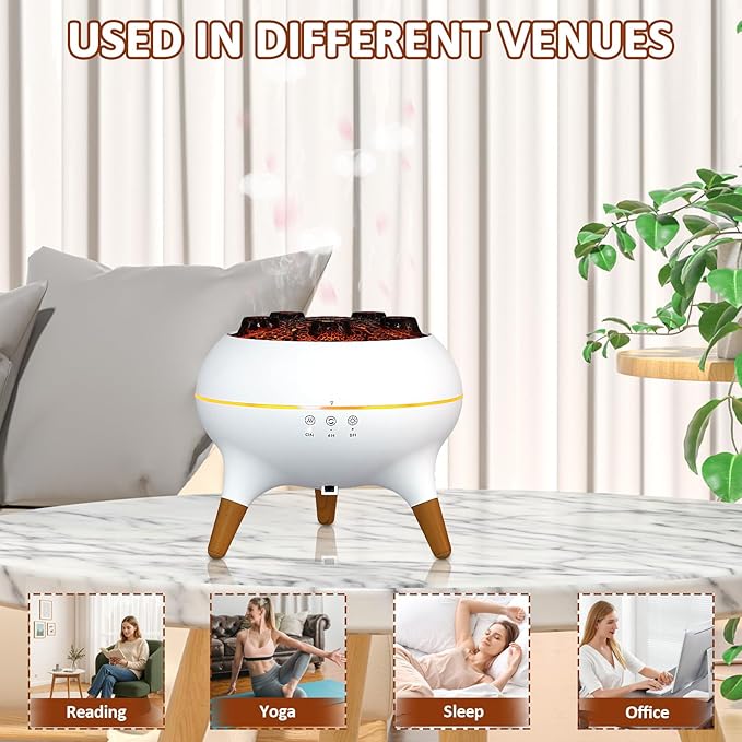 Essential Oil Diffuser 7 Color, 250 ML Jellyfish Diffuser Humidifier Volcano Diffuser with 5 Mist Outlet, Dynamic Aromatherapy Diffuser, Automatic Power Off Function for Home Bedroom Office Hotel