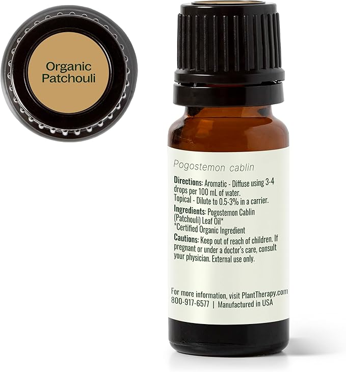 Plant Therapy Organic Patchouli Essential Oil 10 mL (1/3 oz) 100% Pure, Undiluted, Therapeutic Grade