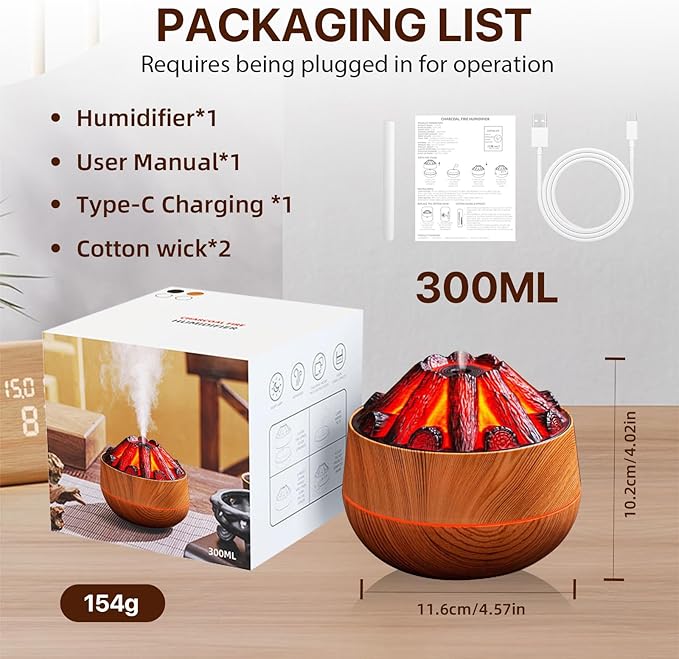 Mini Humidifier, 300ml USB Steam Humidifier with Auto Shut-Off for Bedroom, Living Room, Office, Gym, Plant Care