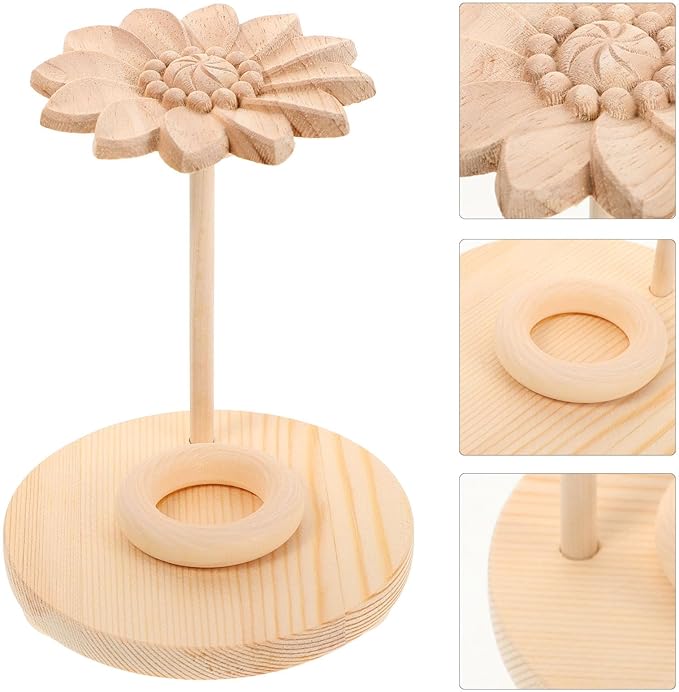 Wooden Lotus Essential Oil Display Stand with Aromatherapy Diffuser Base and Essential Oil Bottles Holder for Home, Spa, Yoga, and Office Aromatherapy Use