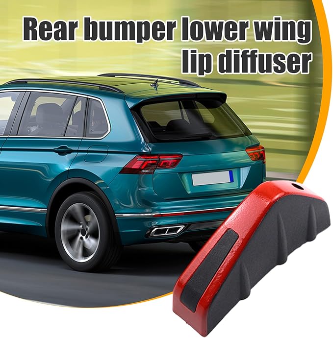 Augeny 4PCS Car Rear Lower Bumper Wing Lip Diffuser, Anti-Crash Auto Shark Fin Spoiler Protector with Mounting Screws, Universal Rear Bumper Lip Diffuser Kit for Car SUV Truck (Red Edge/Black Cover)