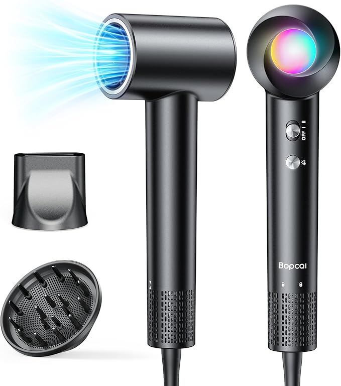 Hair Dryer, 160,000 RPM High-Speed Ionic Blow Dryer with Diffuser, Professional Hairdryer for Fast Drying, 500 Million Negative Ions, Low Noise Compact Hair Blow Dryer for All Hair Types, Drack Black