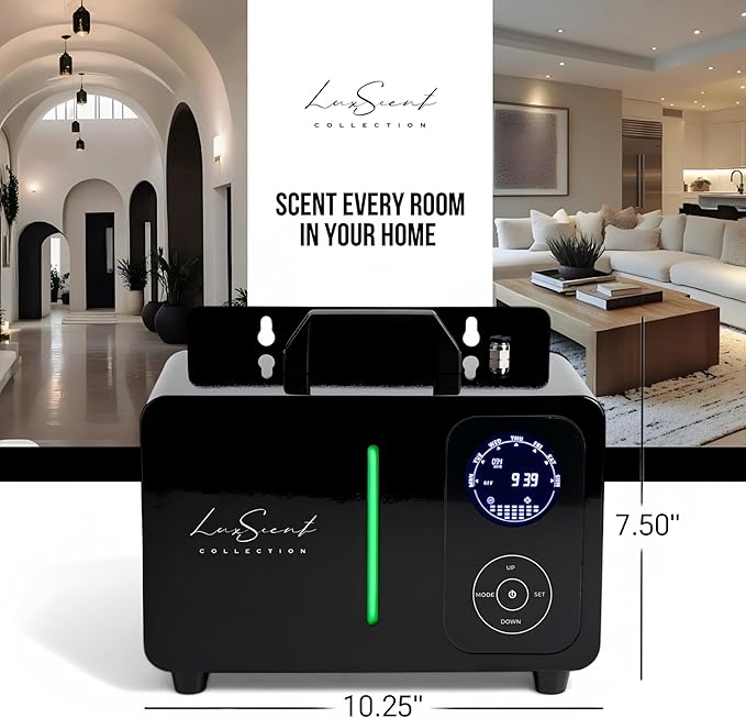 Museum Aroma Diffuser for up to 7500 sqft - HVAC conection Luxury Aroma Diffuser, Heatless, Waterless, Smart Timer, No Residue - Luxscent Collection Scenting System for Home, Office or Business