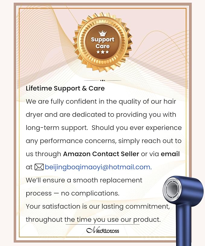 Hair Dryer, 140000 RPM High-Speed Brushless Motor Negative Ionic Low Noise Blow Dryer for Fast Drying, Thermo-Control Quiet Compact with Magnetic Nozzle for Home Travel Salon Use,Blue