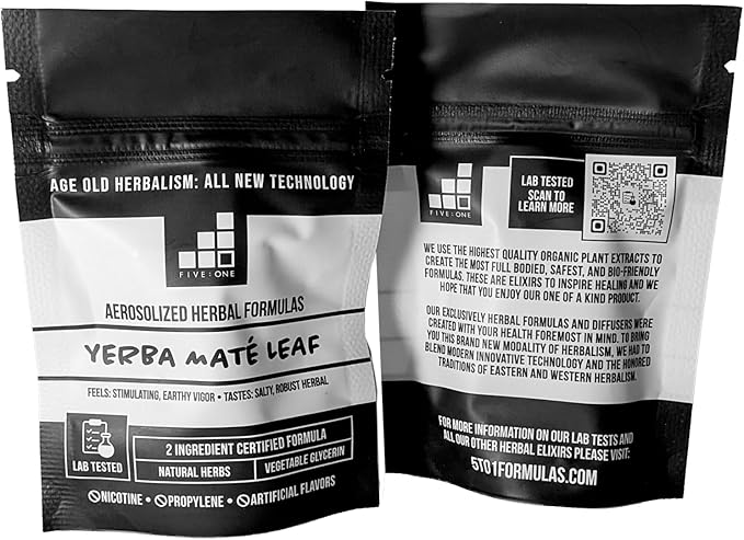 5:1 Formulas Yerba Mate Organic Aromatherapy Diffuser - Non-Nicotine Lab-Tested Essential Herbal Personal Diffuser with Vegetable Glycerin