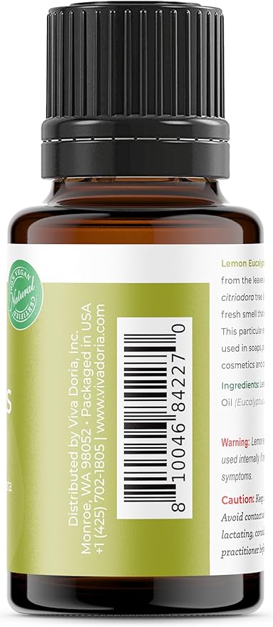Viva Doria Lemon Eucalyptus Essential Oil, 100% Pure, Natural, Lemon-Eucalyptus Essential Oil, Undiluted, for Aromatherapy | Food Grade, 30 mL (1 Fluid Ounce)