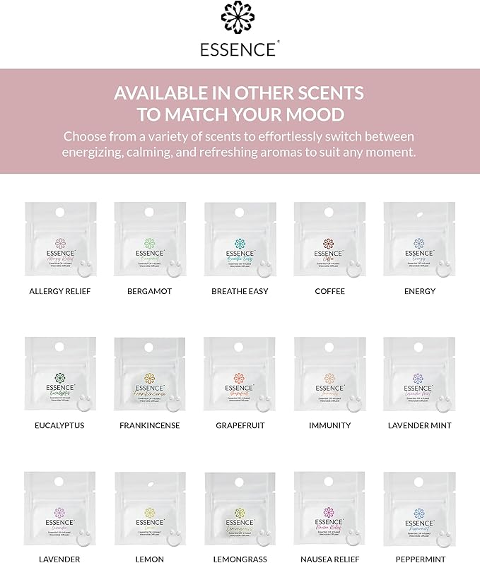 Essence Wearable Aromatherapy Nasal Diffuser – Allergy Relief Essential Oil Nose Ring – Personal Scent Clip for Travel, Work & Everyday Use – Made in USA (3 Pack)