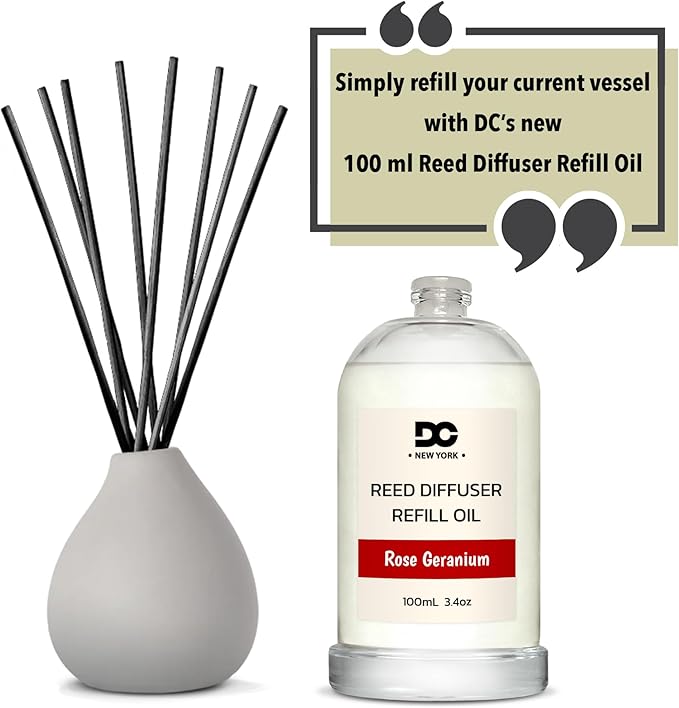 Daniella's Candles Rose Geranium Reed Diffuser Refill Oil, 3.4oz/100ml, Premium Fragrance Oil, Home Fragrance, Long Lasting, Oil for Reed Diffusers