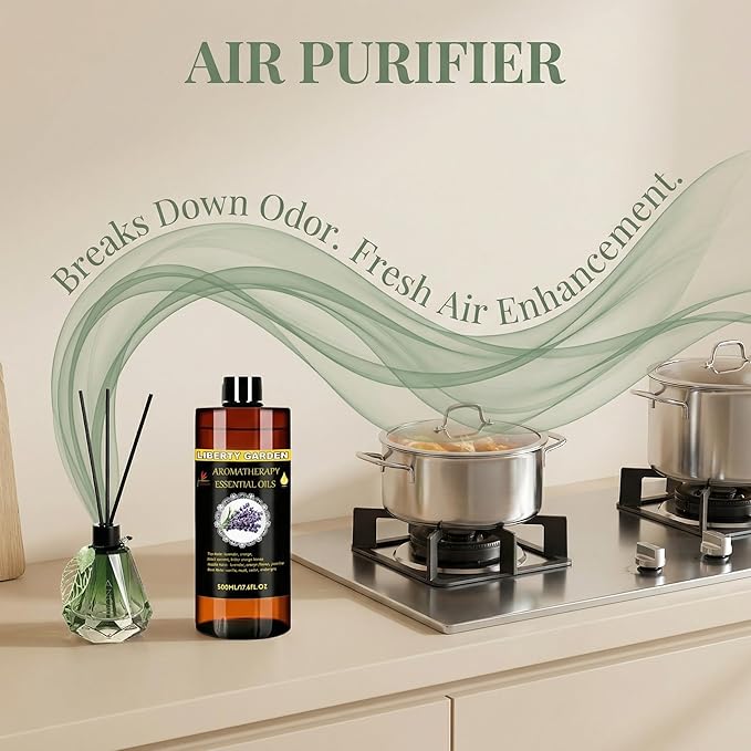 Essential Oils Diffuser Oil Refill 17.6fl.oz Large Volume Plant-Based Formula Aromatherapy Oil Air Refreshing Odor Reducing Long Lasting Scent Home Hotel Office Use Elitzia ET500EO12