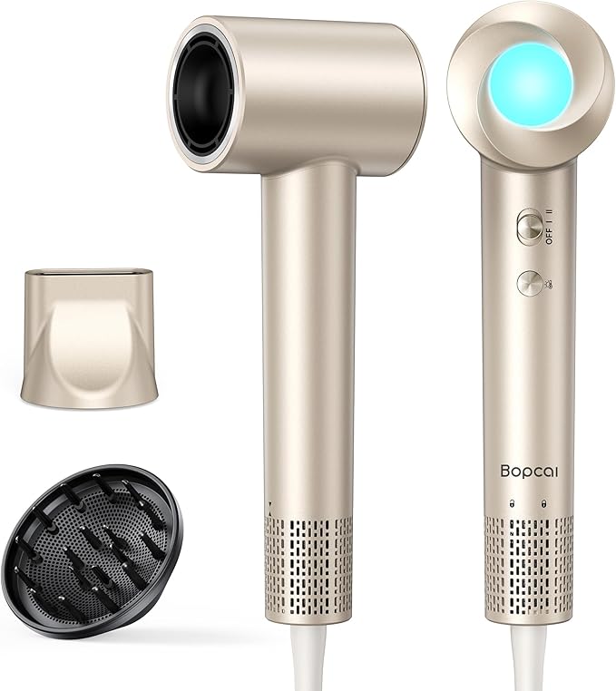 Hair Dryer, 160,000 RPM High-Speed Ionic Blow Dryer with Diffuser, Professional Hairdryer for Fast Drying, 500 Million Negative Ions, Low Noise Compact Hair Blow Dryer for All Hair Types, Gold