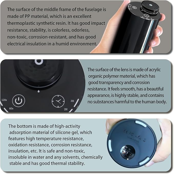 Waterless Essential Oil Diffuser - Cordless Portable Aromatherapy Scent Diffuser for Home, Car & Travel, USB Rechargeable with Timer & Mood Light, Perfect Bedroom, Office, Gift Idea