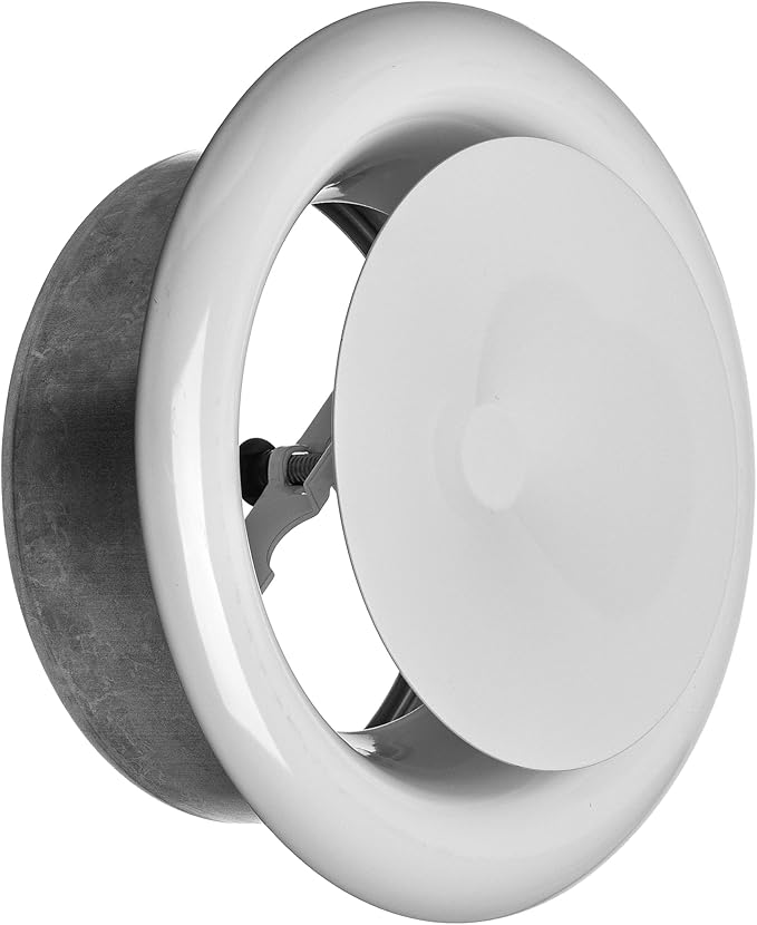 5 inch White Metal Diffuser - Adjustable Vent for Wall - Ceiling Duct Cover - Supply Air Valve - Round Ventilation Covers for Bathroom Kitchen Garage