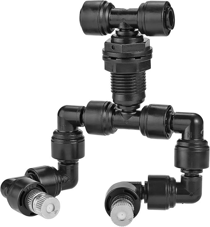 CozyCabin 4Pcs Double Reptile Mister Nozzles, 1/4'' Reptile Misting Spray Nozzle 360 Degree Adjustable Detachable Nozzle - Fine Mist Fogger for Terrarium, Aquarium Rainforest