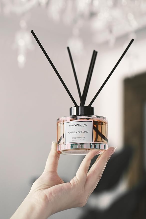 Vanilla Coconut & Citrus Reed Diffuser Set-Luxury Fragrance Reed Diffusers for Home, Office, Bathroom, Kitchen and Home Decor - Long-Lasting Scent with Non-Toxic Oils (5.63 oz 160ml)