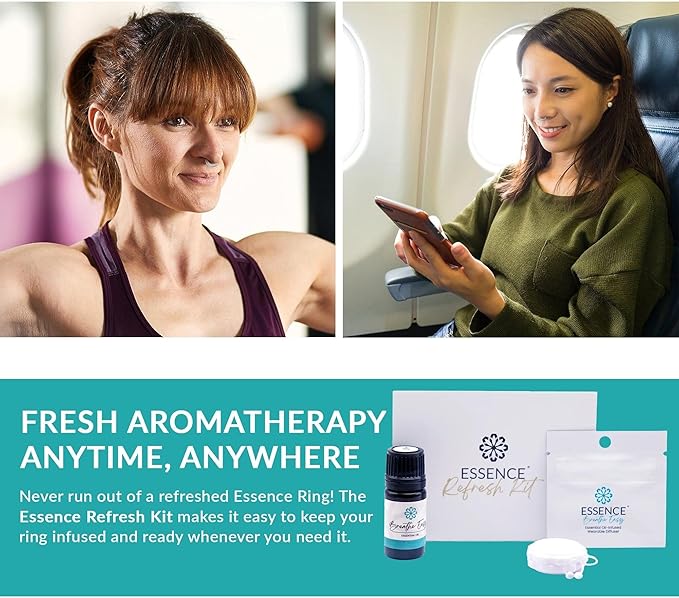 Essence Refresh Kit | Featured Blends Essential Oils | Aromatherapy Nasal Diffuser | Personal Scent Clip for Travel, Work & Everyday Use | Made in USA | Breathe Easy | White Pod