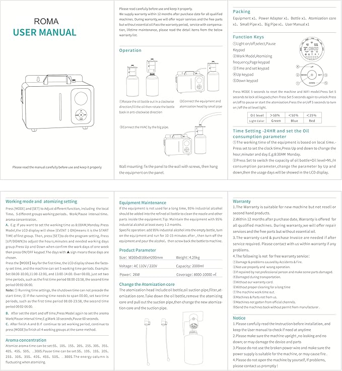 Fragranza613 Roma Scent Diffuser - High-Tech Aromatherapy, 8,000 Sq/Ft Coverage, App-Controlled, HVAC Compatible, Energy-Efficient, Silent Operation