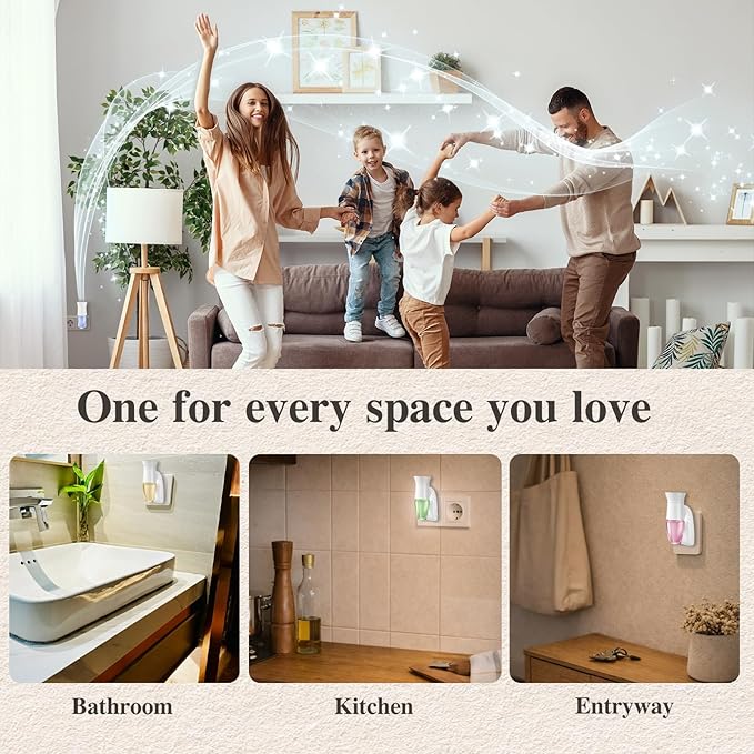 4 Pack Wall Fragrance Plug in with Night Light Compatible with Bath & Body Works Wallflowers, Plug in Aromatherapy Diffuser for Bedroom, Home Fragrance, Relaxing Atmosphere - White