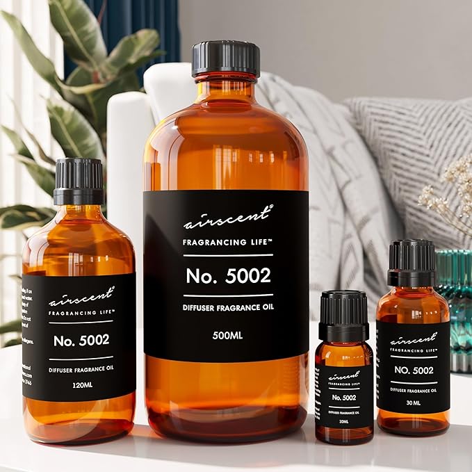 AirScent Creed-Aventus-Inspired Diffuser Oil - No. 5002 Perfume Dupe - Premium Fragrance Oil Blend for Ultrasonic and Waterless Diffusers and Crafting - 120 ml, 4 fl oz Glass Bottle with Dropper