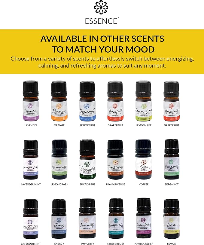 Essence Pearl Travel Case | Lemon Essential Oil | Aromatherapy Nasal Diffuser & Essential Oil Carrying Case | Uplifting Lemon Oil Scent | Travel-Friendly Kit | Black Pod
