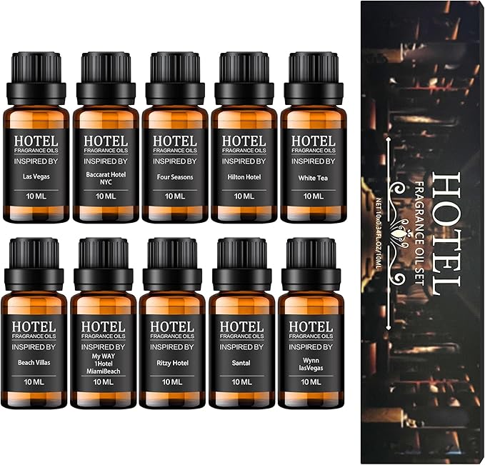 Hotel Collection Diffuser Essential Oil Gift Set,Hotel Scents for Home,Stress Relief Air Freshening,My Way,The Beach Villas and Other Luxury Hotel Scents