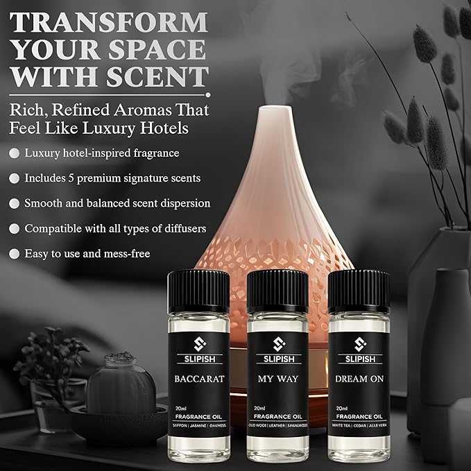 Hotel Diffuser Oil Discovery Kit – 5 × 20ml Fragrance Oils | Inspired by Elite 5-Star Hotel Scents | Aromatherapy Oils for Home, Office & Car Diffusers | Saffron, Leather, Sandalwood & More