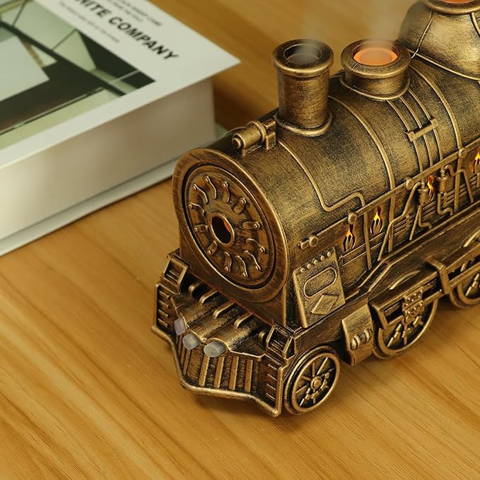 Train Diffuser,300ml Essential Oil Diffuser Quiet Train Oil Diffuser with Remote Control 2 Light 2 Spray Modes Aroma Diffuser for Home Bedroom Office (Silvery)