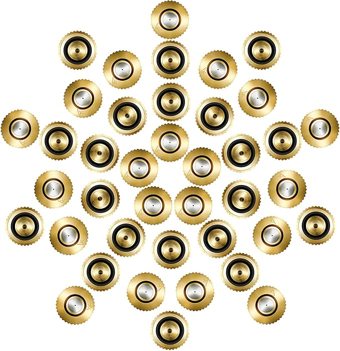 Hotop 40 Pieces Brass Misting Nozzle, Low Pressure Atomizing Mist Nozzle, 10/24 UNC Orifice Replacement Heads for Greenhouse Landscaping and Outdoor Cooling System (0.4 mm)