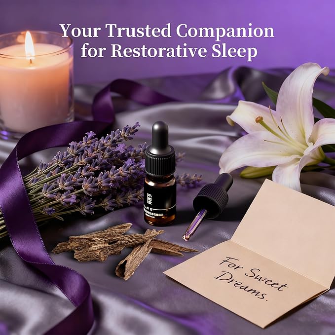 Tranquility Sleep Essential Oil Blend – Agarwood, Lavender & Ylang Ylang for Bedtime Relaxation, Calming & Deep Sleep – 5ml Natural Skin-Safe Aromatherapy by Asanté Labs (0.17 Fl Oz (Pack of 1))
