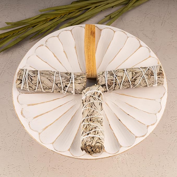 Wish Well 3 pc White Sage Smudge Sticks with Palo Santo Stick - Sage Incense Sticks for Smudging, Healing, Meditation, Home Cleansing - 4” White Sage Sticks & Palo Santo Incense Stick