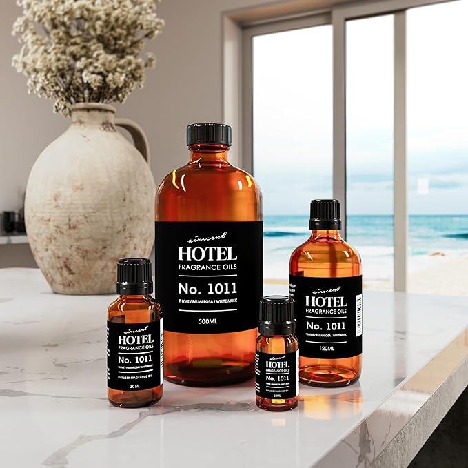 AirScent Hotel Diffuser Oil No. 1011 Inspired By The Beach Villas Hotel Scent - Premium Fragrance Oil for Ultrasonic and Waterless Diffusers and Crafting - 500 mL, 16.9 fl oz Glass Bottle