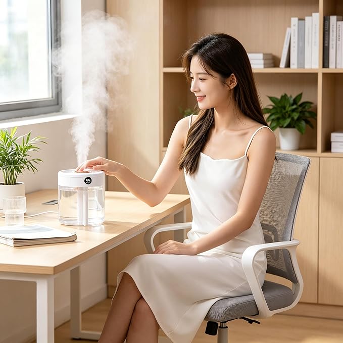 Generic 2L Anti Gravity Humidifier, Smart Bedroom Humidifier With Humidity Display, Anti Gravity Water Drop Cool Mist Diffuser, 3 Modes Dual Spray Mute Humidifier With Night Light. (Green)