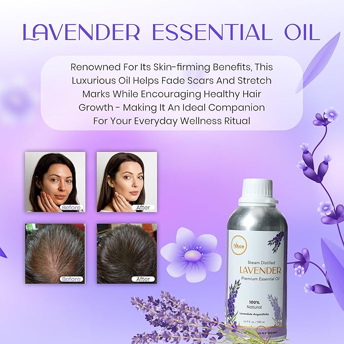 My Ace Lavender Essential Oil – 100% Pure & Natural, Steam Distilled from Lavender Flowers – Premium Grade Undiluted Oil for Diffuser, Aromatherapy, Soap & Candle Making - 16 fl oz